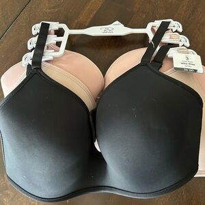 DKNY Women's Intimates 3-Pack Black and Pink Bras lightly padded
